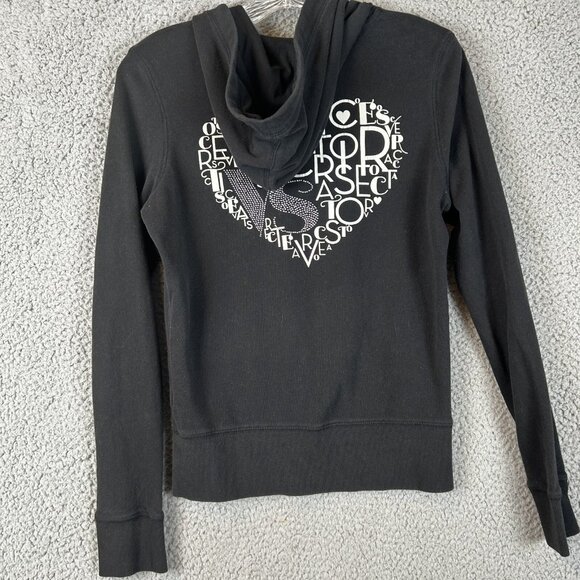 Victoria’s Secret Sweatshirt Womens Black Small Super Model Essentials Bling - Picture 1 of 6